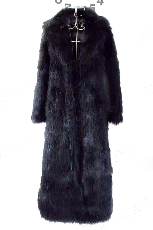 Fox Fur Jacket Super Long Luxury Domineering Black - Shop at LoveMi