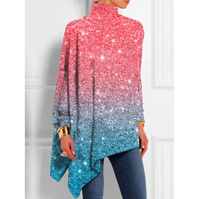 Long Sleeved Irregular Hem Solid Color Pullover Top - Pink
