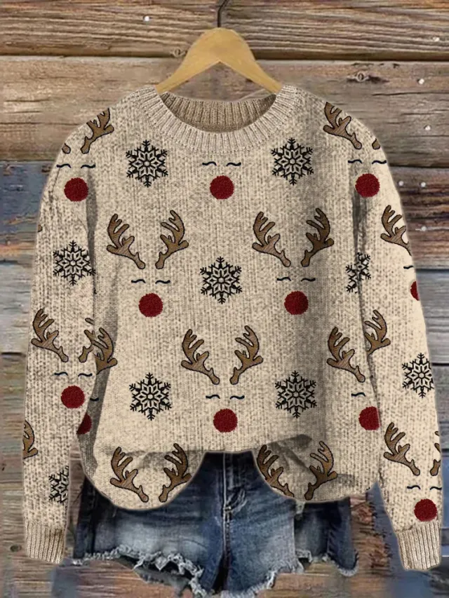 Christmas Style Elk New Digital 3D Round Neck Sweater 7 Style L - Shop at LoveMi