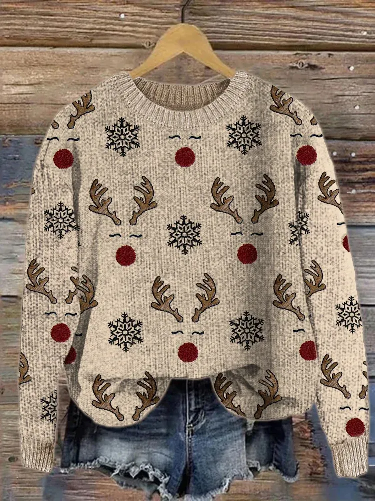 Christmas Style Elk New Digital 3D Round Neck Sweater - 7 Style-L