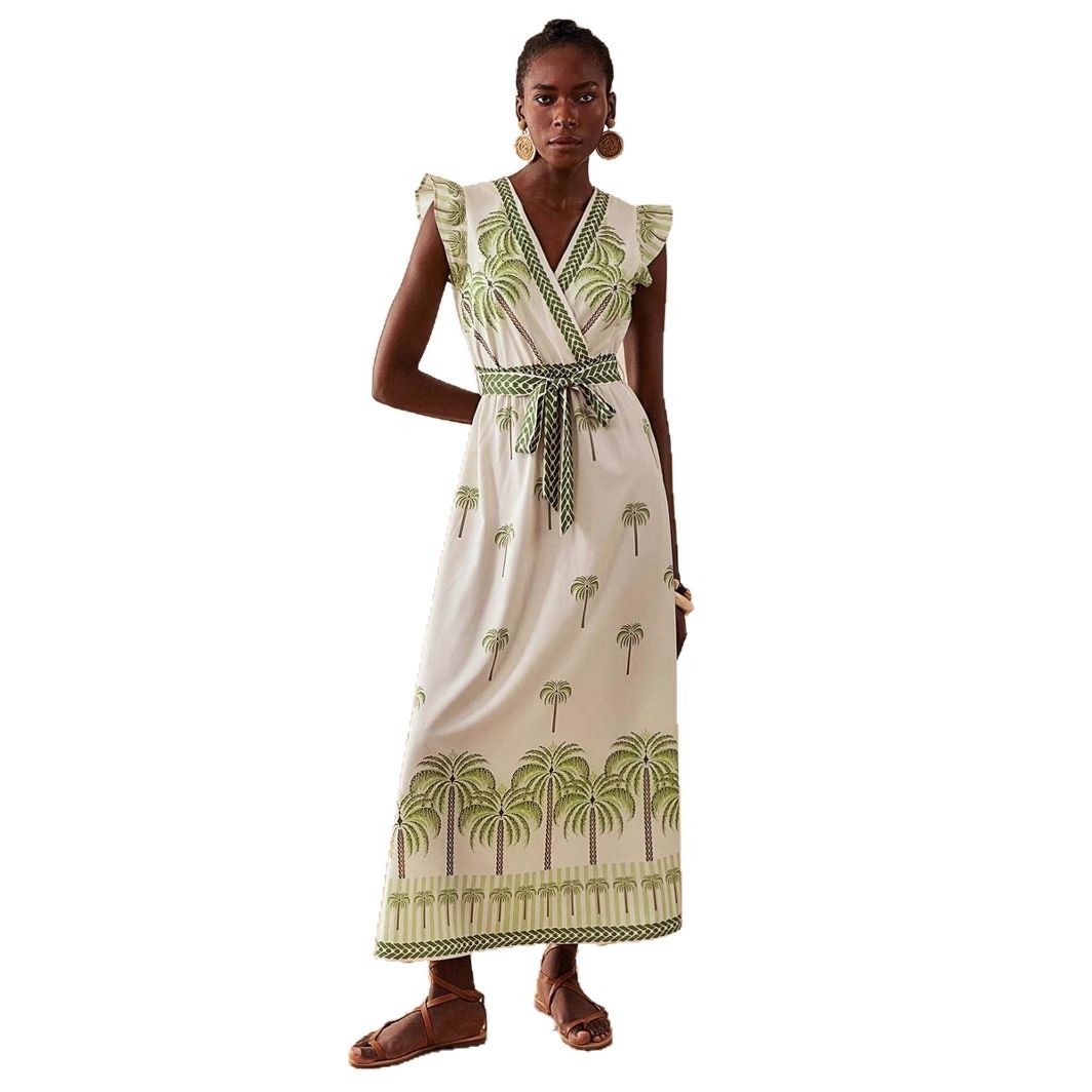 Ladies Fashion Personality Palm Tree Print Dress
