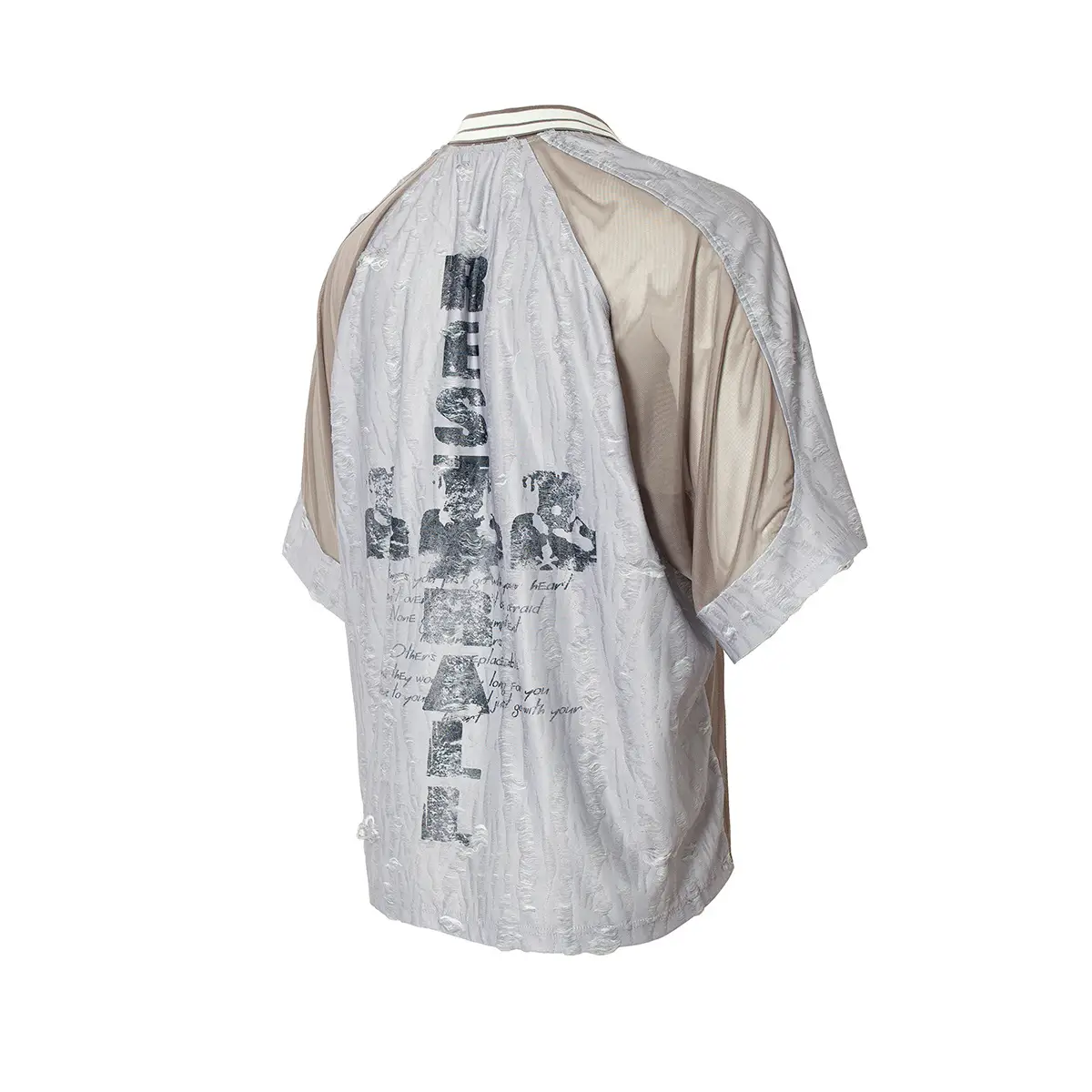 Men's Jersey Damaged Stitching Sweatshirt Lapel T-shirt