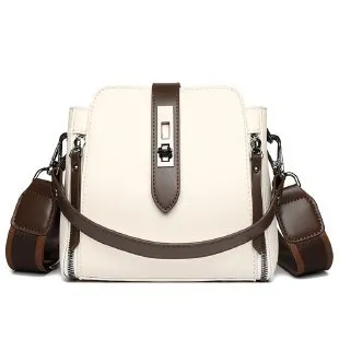 Soft Leather Bucket Large Capacity Handbag Crossbody Bag White - Shop at LoveMi