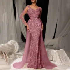 Women's Dance Lace Party Evening Dress - Pink - View 1