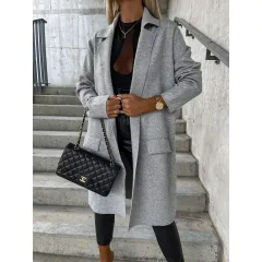 Loose Thin Woolen Coat For Women - Gray - View 1