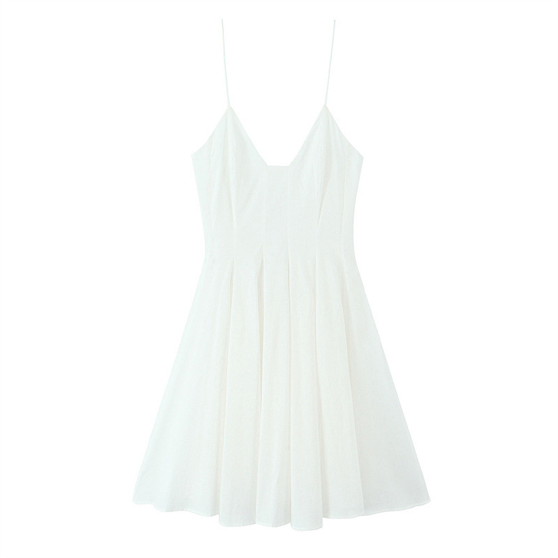 European And American Style Fashion Solid Color Poplin Short Dress White - Shop at LoveMi