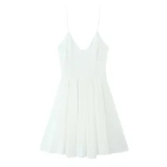 European And American Style Fashion Solid Colour Poplin Short Dress - White - View 1