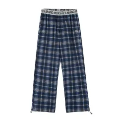 Women's American-style Hip-hop Plaid Casual Trousers - Blue Plaid - View 1