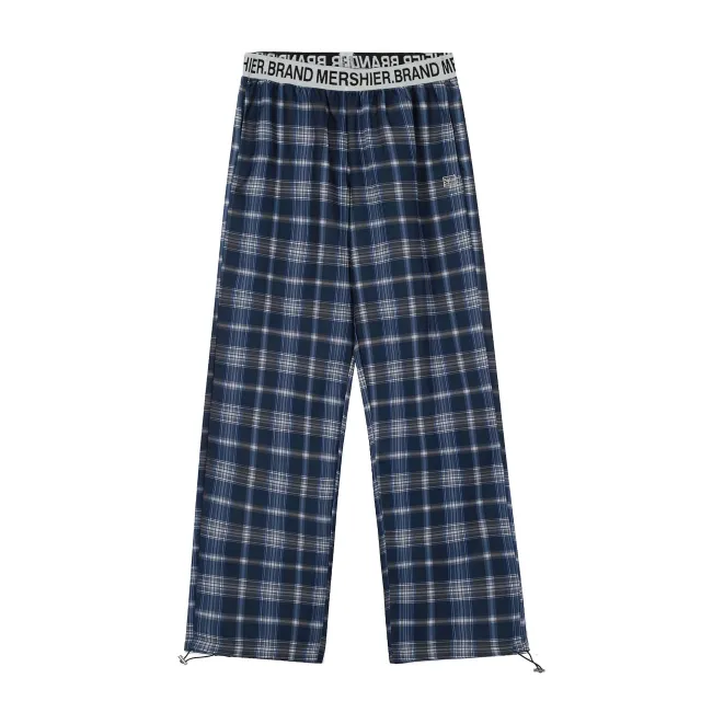 Women's American style Hip hop Plaid Casual Trousers Blue Plaid - Shop at LoveMi