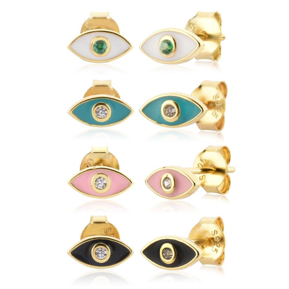 Colorful Oil Necklace Eye Stud Earrings Simple And Compact