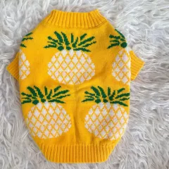 Cute Pineapple Print Jarre Aero Bull Autumn And Winter Christmas Pet Clothes - Yellow - View 1