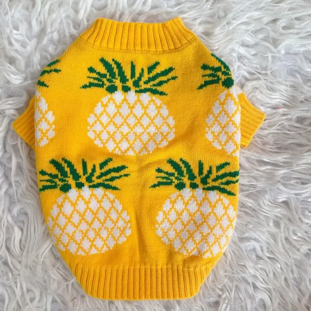 Cute Pineapple Print Jarre Aero Bull Autumn And Winter Christmas Pet Clothes Yellow - Shop at LoveMi