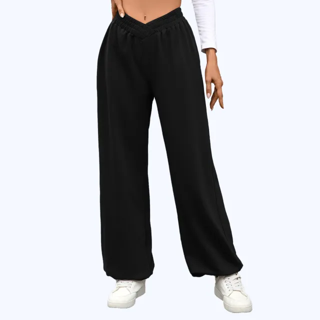 High Waist Pure Color Pocket Ankle tied Trousers Casual Pants For Women Black - Shop at LoveMi