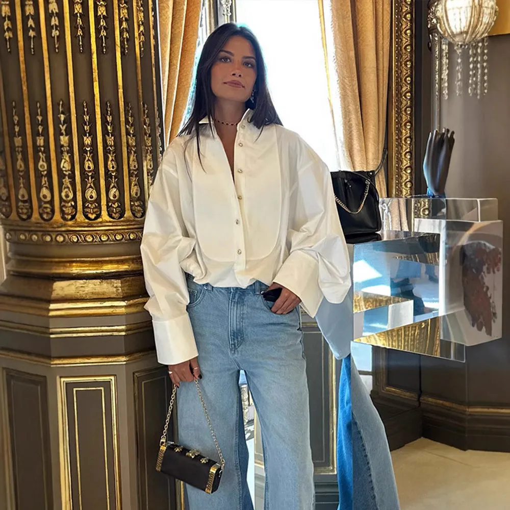 Women's Shirt Elegant Single-breasted Loose Lapels Irregular