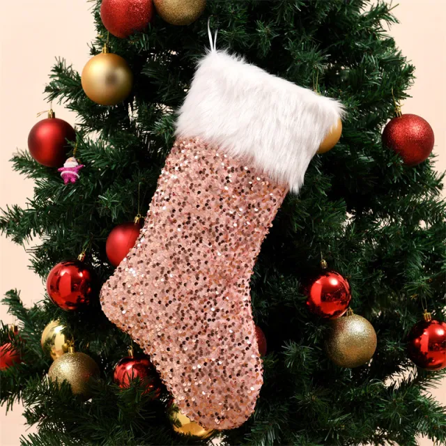 New Sequin Large Christmas Stockings Rose Gold Christmas Stockings - Shop at LoveMi