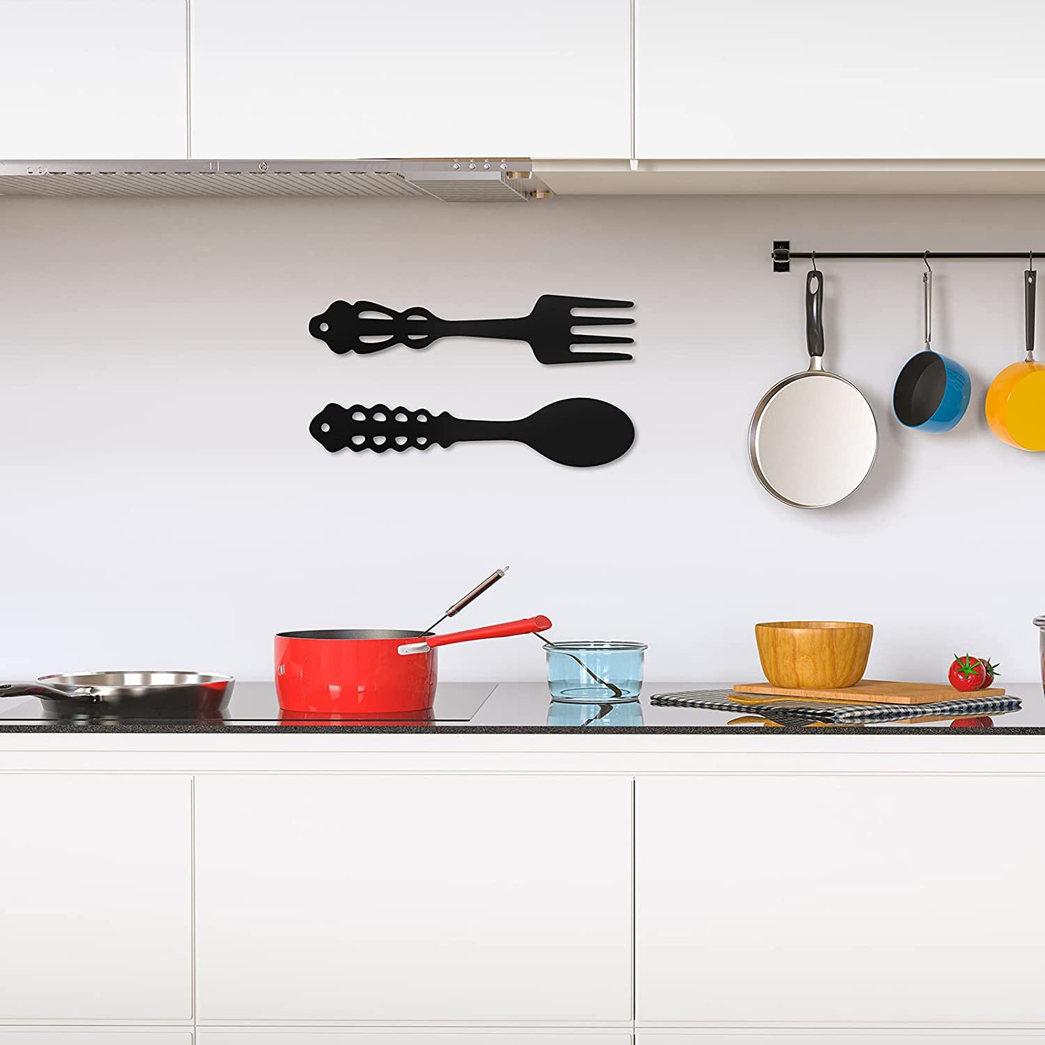 Metal Fork And Spoon Wall Hanger Black