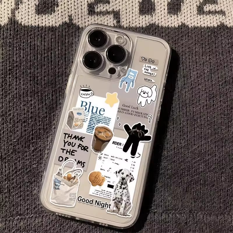 Coffee-themed Transparent Phone Case With Cute Animal Designs