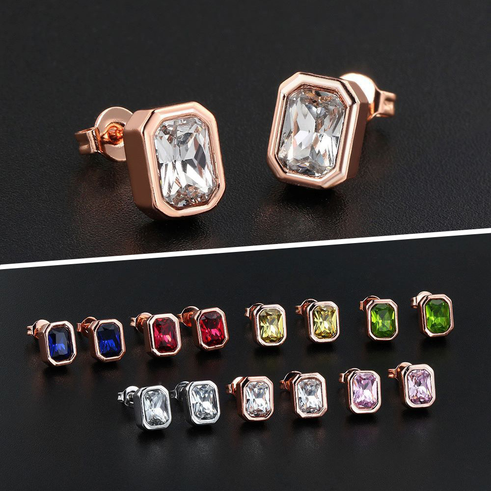 Women's Colorful Fashion Small Geometric Zircon Stud Earrings