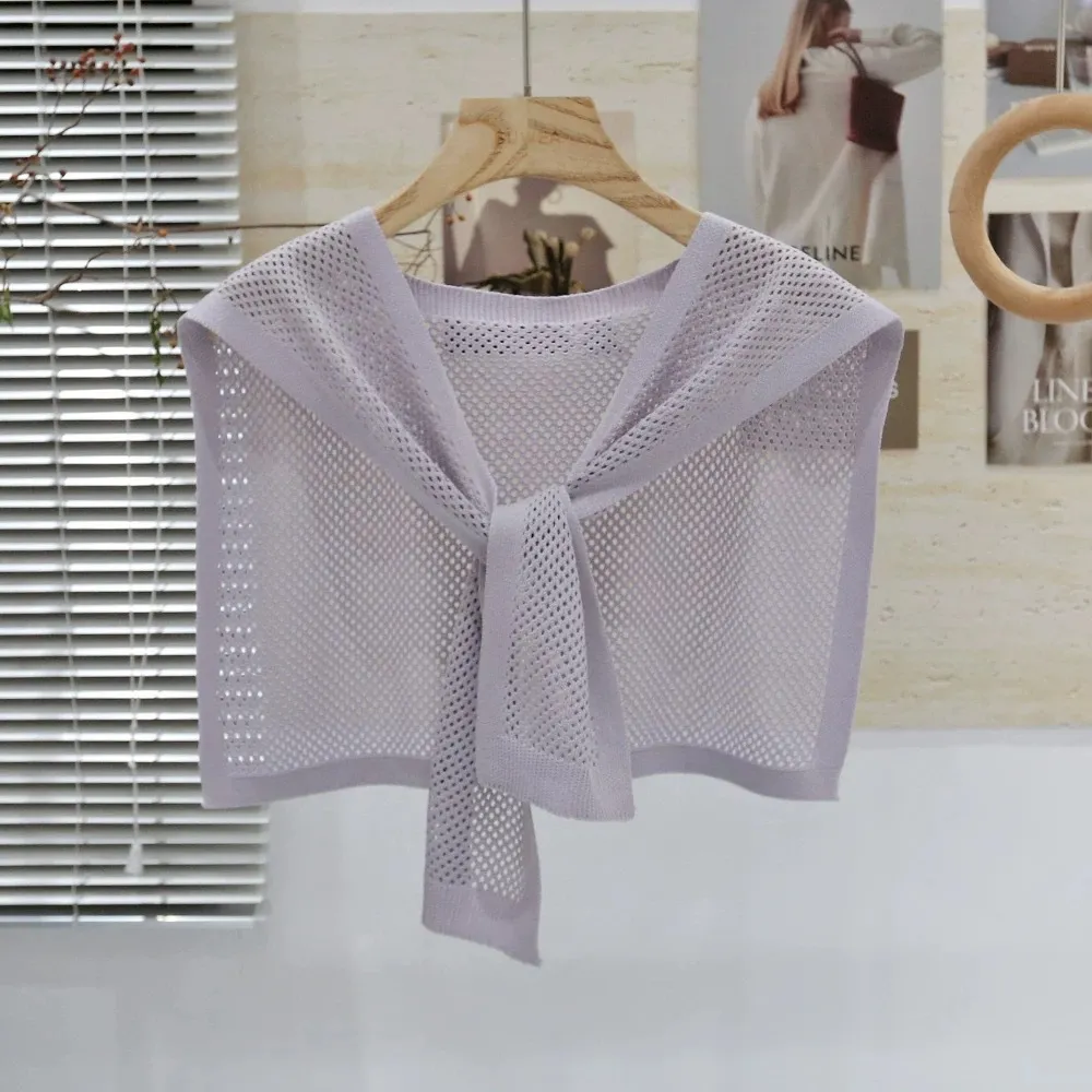 Knitted Shawl Matching Shirt Skirt Outer T-shirt Small Waistcoat - Milkshake Purple