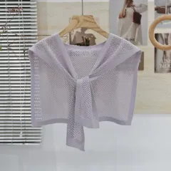 Knitted Shawl Matching Shirt Skirt Outer T-shirt Small Waistcoat - Milkshake Purple - View 1