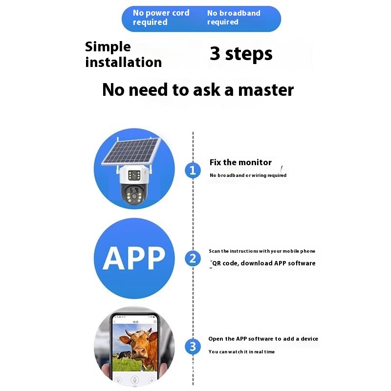 Solar Home Surveillance Camera Dual-screen Outdoor Wifi4g Intelligent Network - Image 3