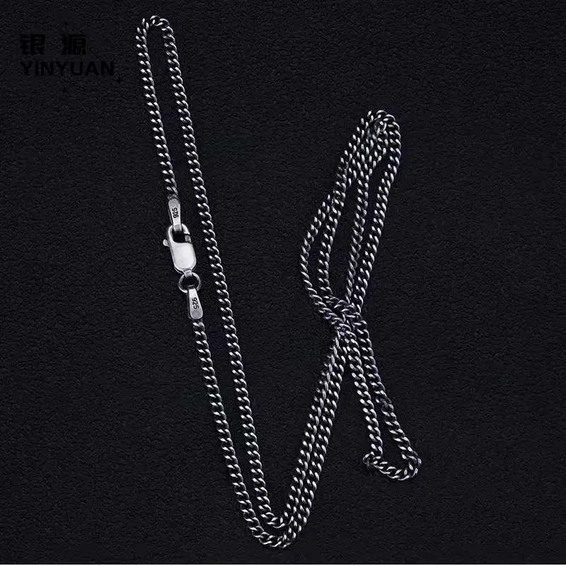 Aged-style Necklace 925 Sterling SilverMinimalist Unisex Delicate Cuban Link Chain