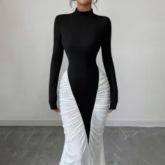 Sleeveless Backless Hugging Midi Dress - Black - View 1