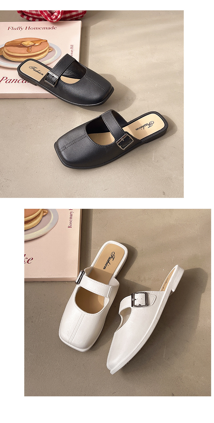 French Style Vintage Closed Toe Flat Slippers For Women