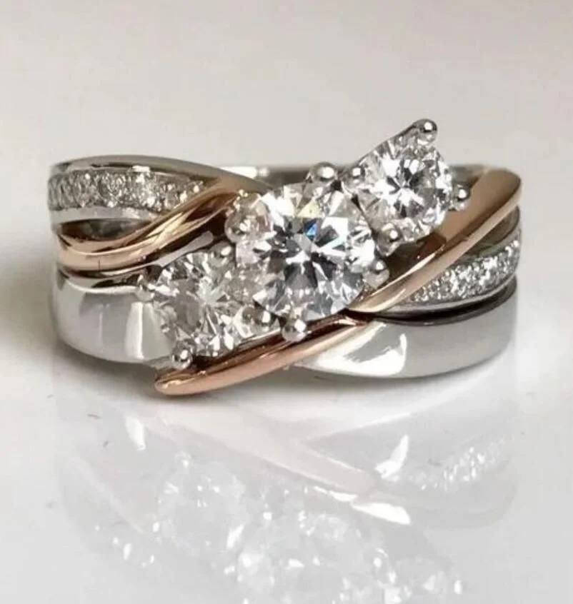 Creative Female Zircon Color Separation Ring