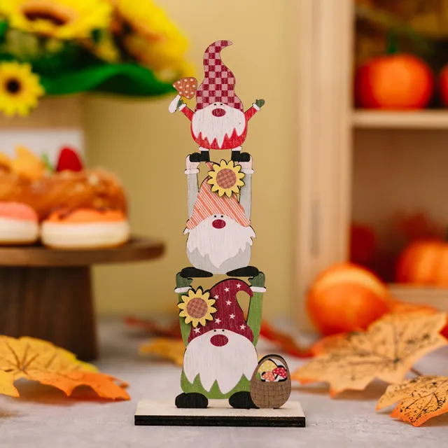 Harvest Season Rudolf Hedgehog Pumpkin Wooden Cartoon Ornaments Doll - Shop at LoveMi
