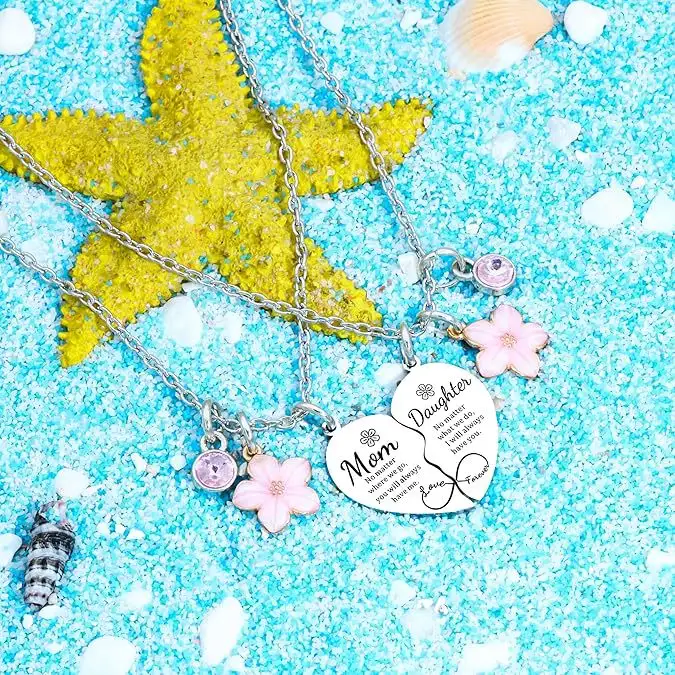 Love Heart Flowers Mother Daughter Heart-fighting Zinc Alloy