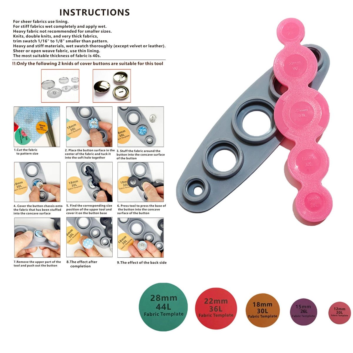 5-in-1 DIY Handmade Fabric Button Tool Kit