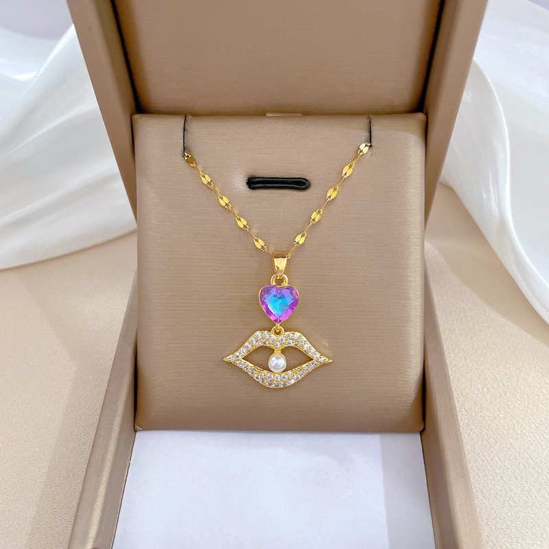Genuine Gold Lip Necklace For Women