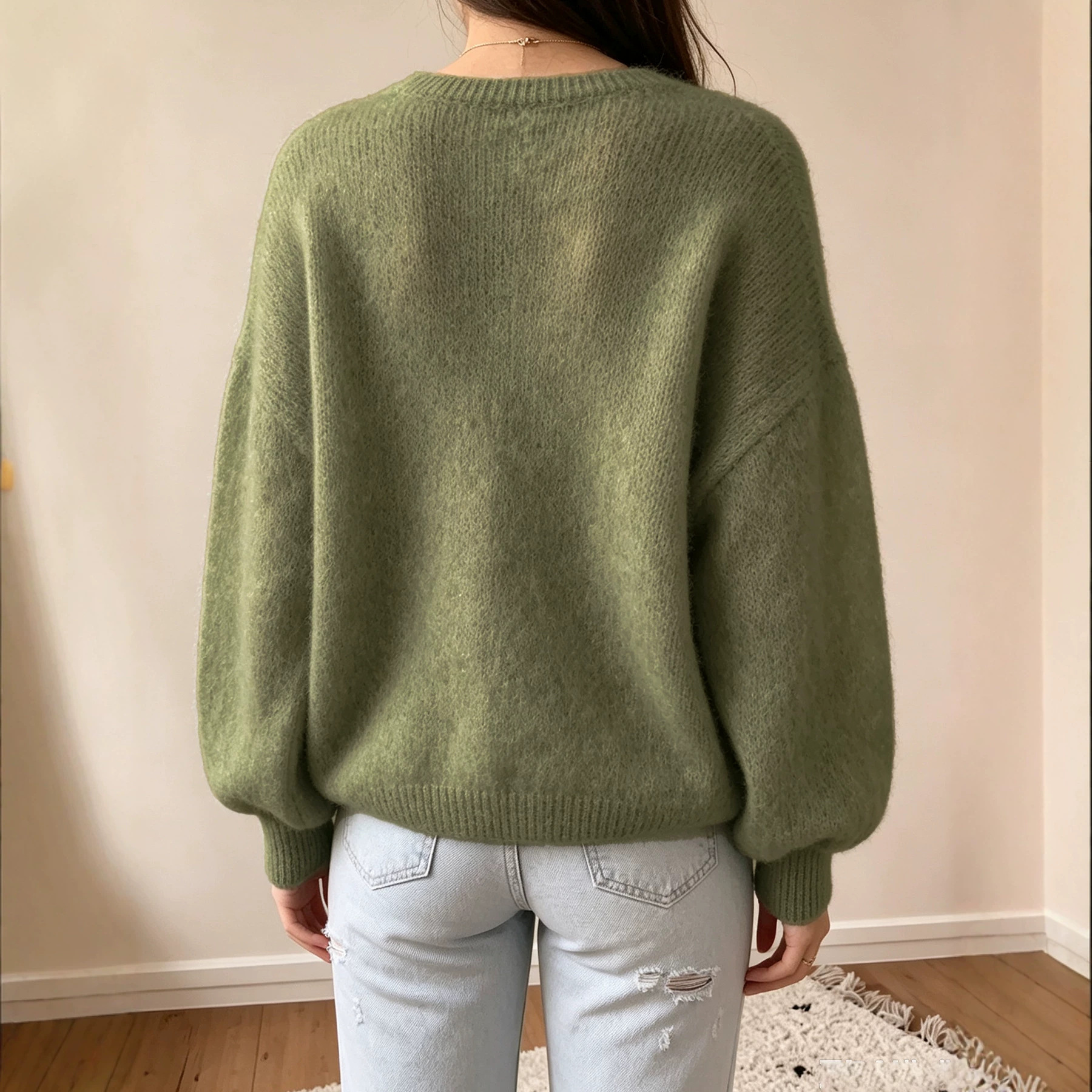 Lantern-sleeve Relaxed Casual-style Knitted Pullover — product photo 5