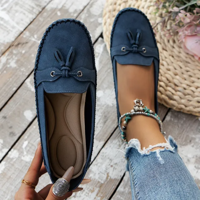 Women's Round Head Loafers Fashion Non slip Soft Comfortable Flats Shoes Blue - Shop at LoveMi
