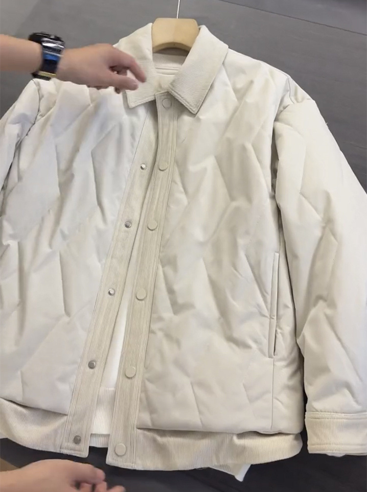 Men's Winter Lapel Color Matching Casual Cotton-padded Coat