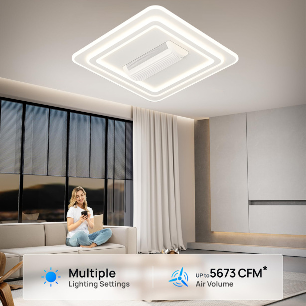 Leafless Fan Light With App-controlled Remote And Stepless Dimming