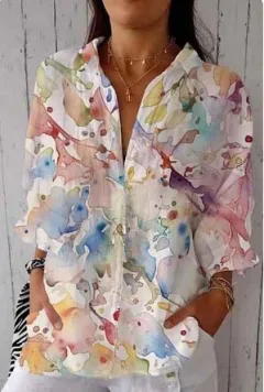 Drop-shoulder Sleeve Women's Long-sleeved Blouse 3D Digital Printing - Cxcs2541106 - View 1