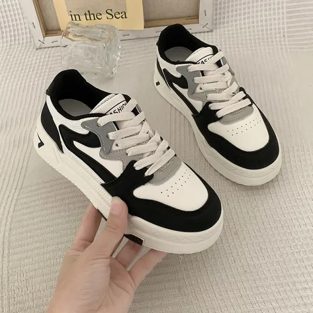 Low top Thick Bottom Autumn And Winter Ins Casual Sports Skate Shoes Women Black - Shop at LoveMi