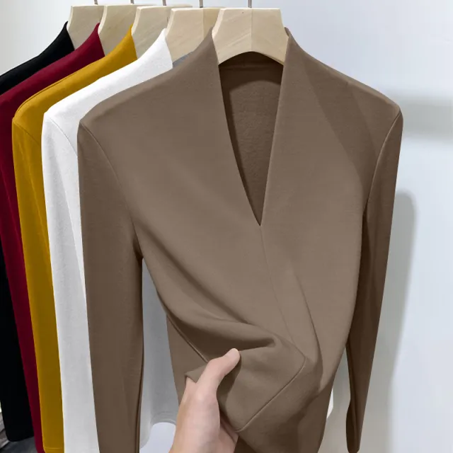 New Womens Crew neck Long sleeve T shirt D16 Mocha L - Shop at LoveMi