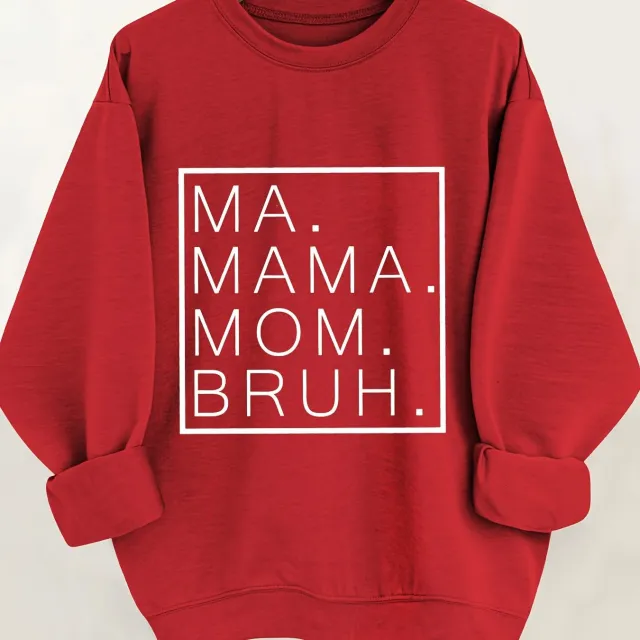 Letter Print Casual Long Sleeve Crew Neck Pullover Sweatshirt Red - Shop at LoveMi