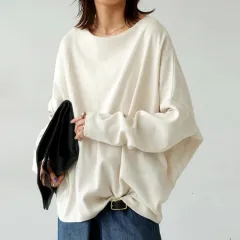 Autumn Women's Long-sleeved T-shirt Solid Colour Loose Top - White - View 1