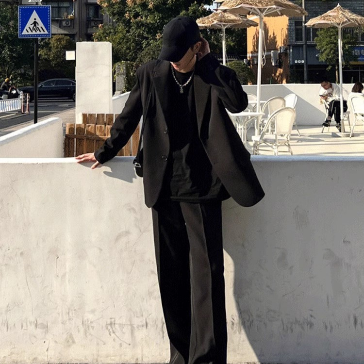 Mens Casual Spring Autumn Suit Jacket With Padded Shoulders In A Edgy Style