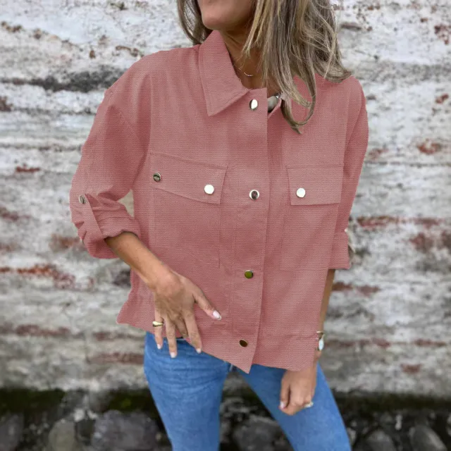 European And American Short Autumn And Winter Rolled Sleeves Coat Top Knitted Jacket Watermelon Red - Shop at LoveMi