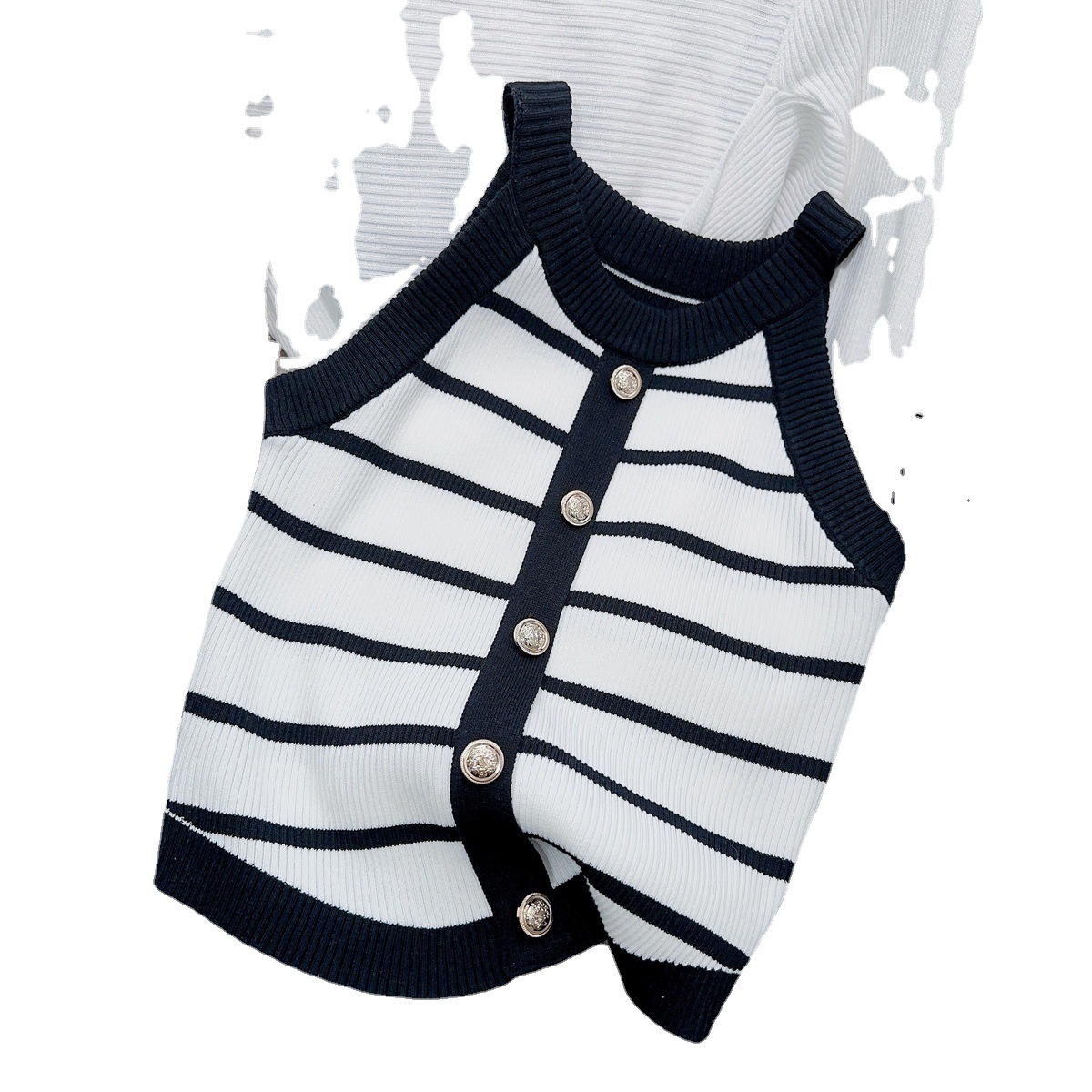 New Sweet Halter Striped Vest Sweater