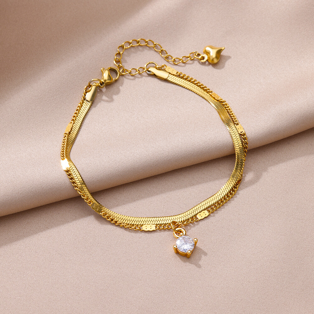 Fashion Double Layer Snake Bone Anklet Elegant Beach Stainless Steel