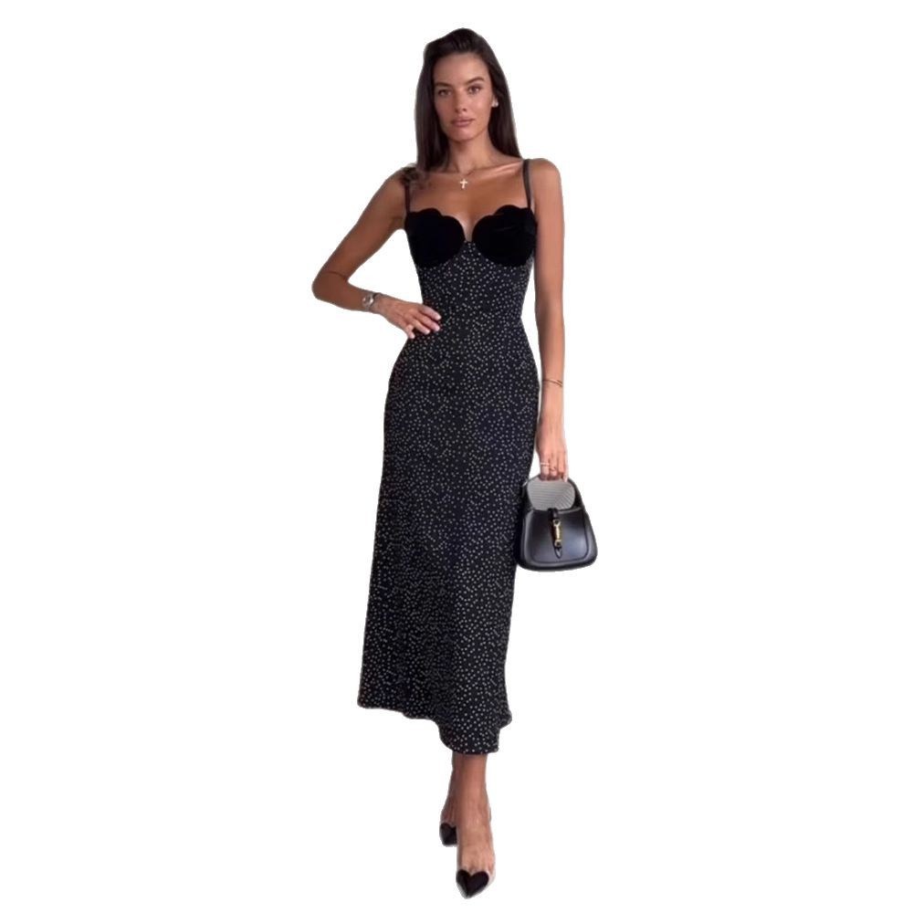 Women's Fashion French Style V-neck Polka Dot Dress