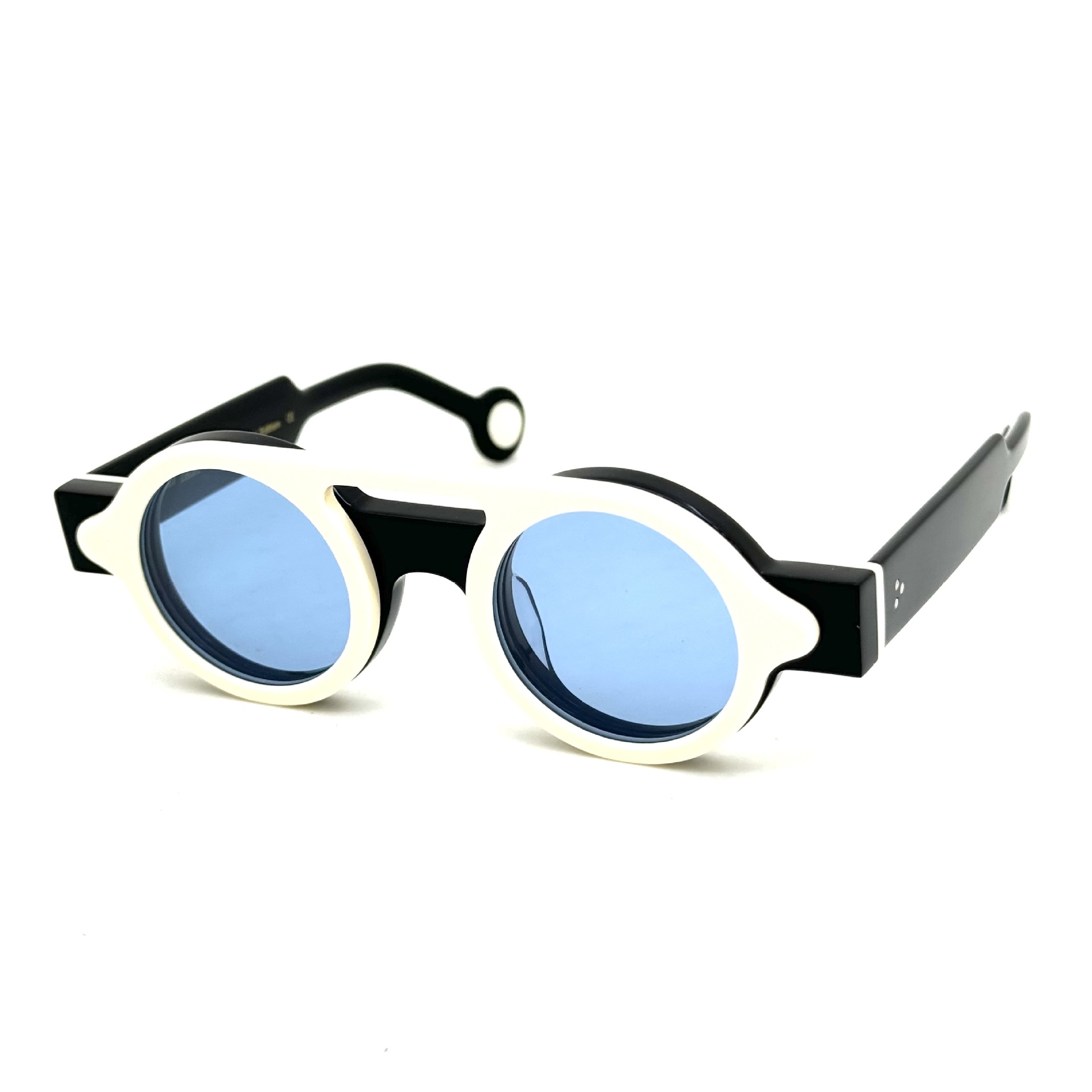 Irregular Circle In Circle Board Klein Blue Polarized Sunglasses - Image 6
