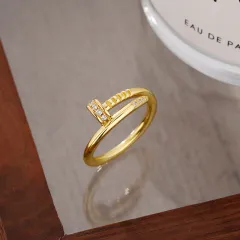 New French Nail Ring For Women, Versatile And Stylish With A Unique Minimalist Design - Gold - View 1