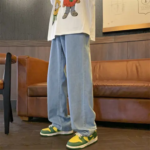 Jeans Men's Retro Baggy Straight Trousers